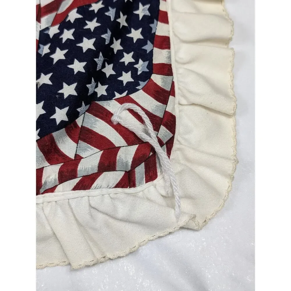 Vtg Handmade 2 Sided Patriotic Americana US Flag Solar System Blanket 44